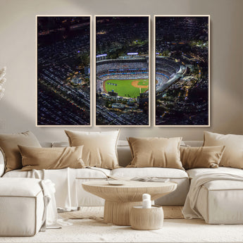 16515-MGV-CV-36X24-Dodgers Stadium Wall Art Canvas Print, Framed Baseball Stadium Art Picture Print, Dodgers Field Perfect Sport Room Decor Artwork