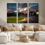 66781-MGV-CV-36X24-Baseball Stadium Wall Art – Canvas Print Evening Game Field Packed Crowd Sunset Sky Sports Photography, Dynamic Decor for Game
