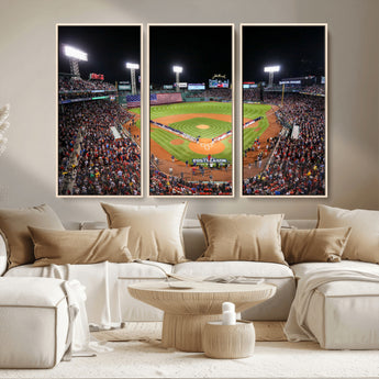 47365-MGV-CV-36X24-Fenway Park Stadium Wall Art Canvas Print, Framed Boston Baseball Stadium Art Picture Print, MLB Stadium Field Perfect Sport Room