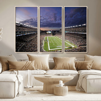 52712-MGV-CV-36X24-Gillette Stadium Field Wall Art Canvas Print, Framed Massachusetts Stadium Art Picture Print, Gillette Stadium Perfect Sport Room