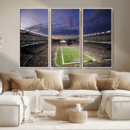 52712-MGV-CV-36X24-Gillette Stadium Field Wall Art Canvas Print, Framed Massachusetts Stadium Art Picture Print, Gillette Stadium Perfect Sport Room