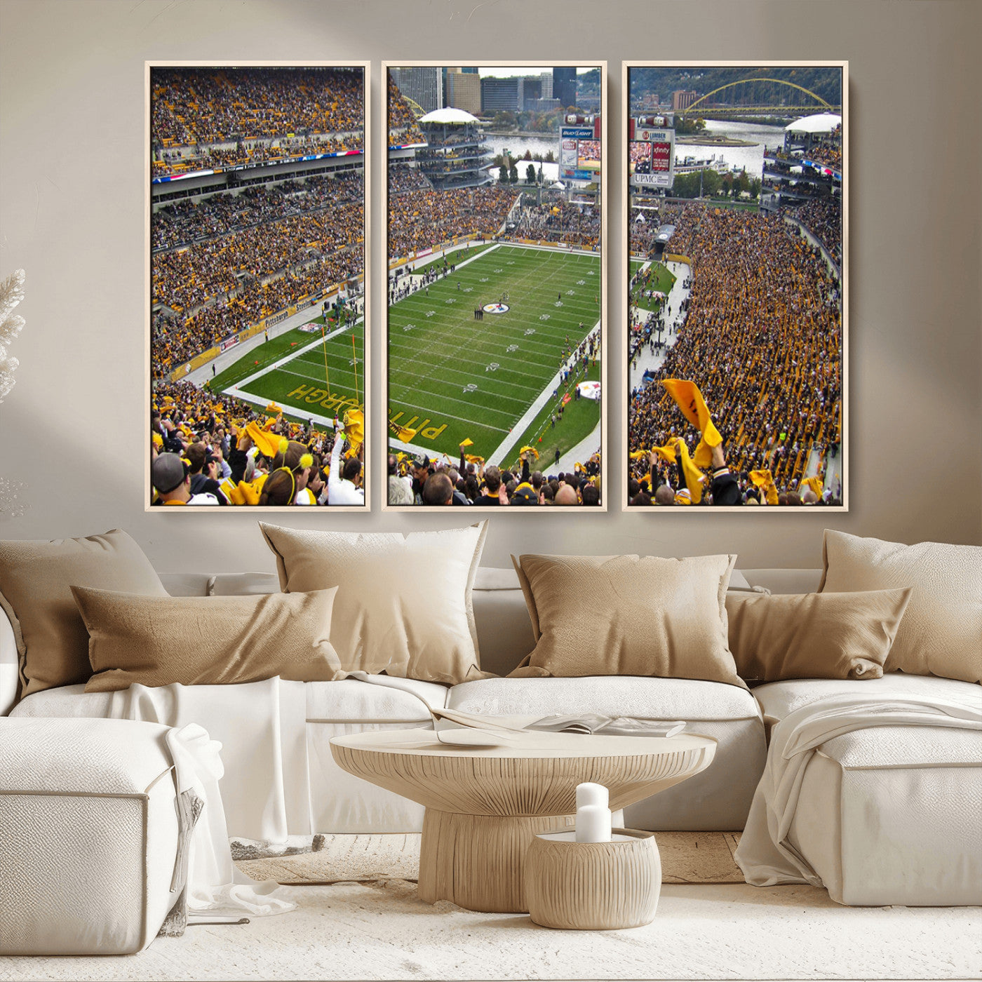 51419-MGV-CV-36X24-Heinz Field Wall Art Canvas Print, Framed Pittsburgh Stadium Field Art Picture Print, Heinz Stadium Field Perfect Sports Room