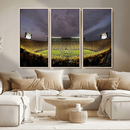 72404-MGV-CV-36X24-Michigan Wolverine Stadium Wall Art Canvas Print, Framed Michigan Stadium Art Picture Print, Football Stadium Perfect Sport Room