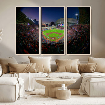 44322-MGV-CV-36X24-Minute Maid Park Wall Art Canvas Print, Framed Houston Astros Stadium Art Picture Print, Houston Astros Field Perfect Sports Room