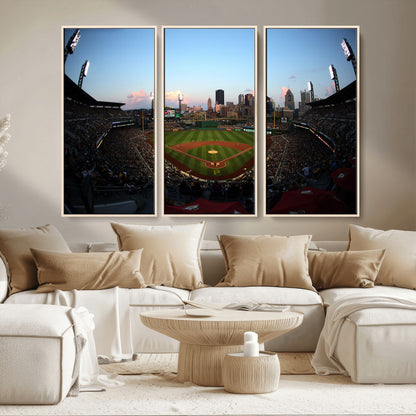67670-MGV-CV-36X24-PNC Park Stadium Wall Art Canvas Print, Framed Pittsburgh Pirates Stadium Art Picture Print, PNC Park Field Perfect Sport Room