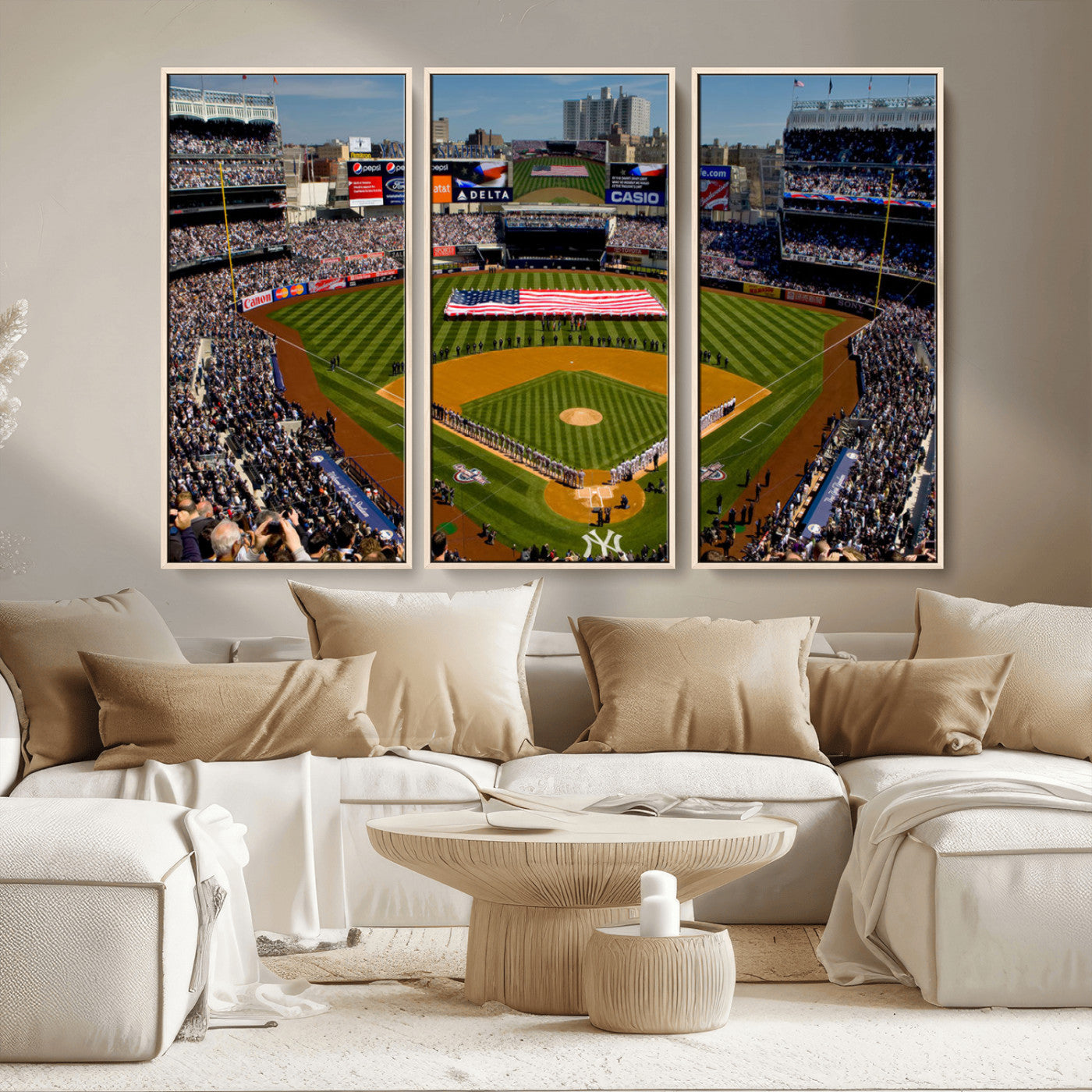 20879-MGV-CV-36X24-Yankee Stadium Wall Art Canvas Print, Framed New York Stadium Art Picture Print, Yankee Field Perfect Sport Room Decor Artwork