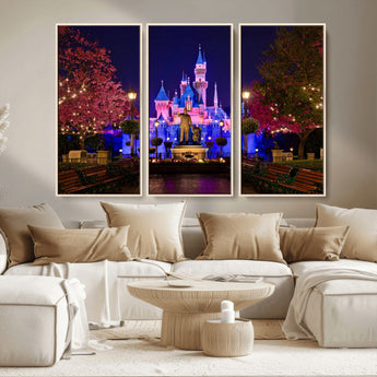 79435-MGV-CV-36X24-Disney Castle Wall Art Canvas Print, Framed Magic Kingdom Art Picture Print, Disney World Perfect Child Room Decor Artwork