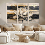 18807-MGV-CV-36X24-Lotus Flower Wall Art Canvas Print, Framed Abstract Lotus Art Picture Print, White Lotus Flower Perfect Abstract Floral Decor