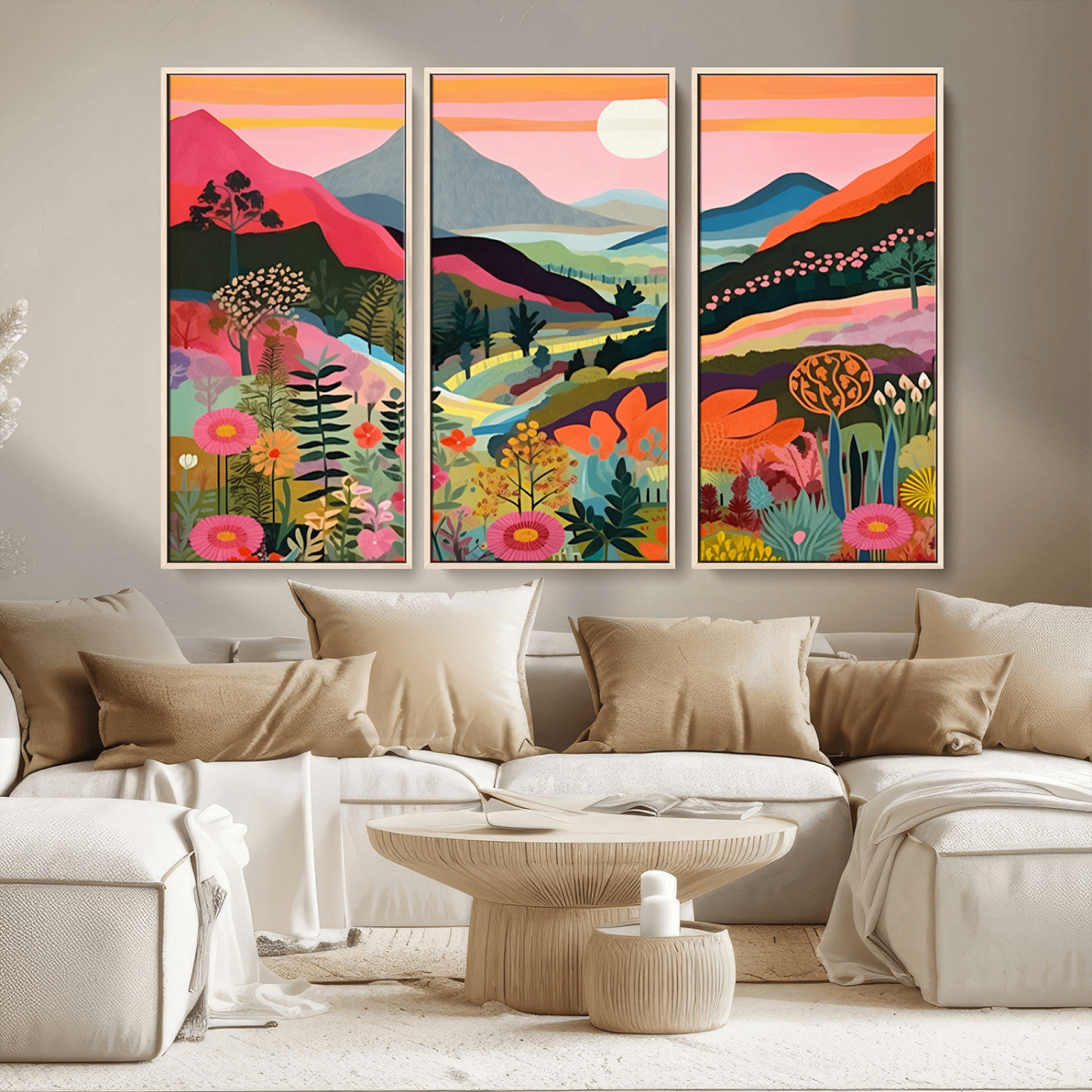 61376-MGV-CV-36X24-Floral Valley Wall Art – Panoramic Mountain Landscape Canvas Print, Vibrant Nature Decor for Living Room, Office, or Bedroom