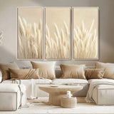 81444-MGV-CV-36X24-Pampas Grass Wall Art Canvas Print, Framed Beige Pampas Grass Art Picture Print, Minimalist Beige Perfect Minimalist Nature Decor