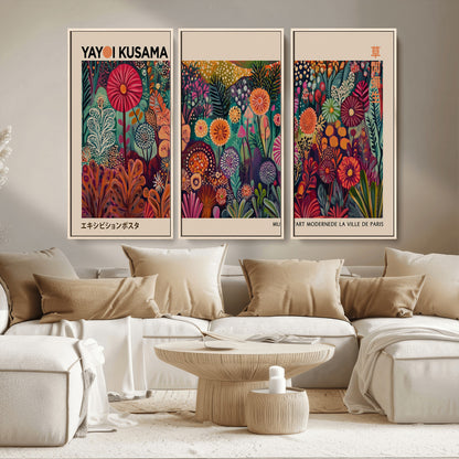 51280-MGV-CV-36X24-Abstract Yayoi Kusama Wall Art Canvas Print, Framed Japanese Wabi Sabi Art Picture Print, Yayoi Kusama Perfect Abstract Modern