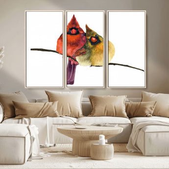 67752-MGV-CV-36X24-Cardinal Couple Wall Art – Male and Female Cardinal Canvas Print, Romantic Bird Artwork for Nature Lovers, Living Room, Bedroom,