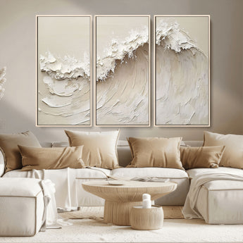 45175-MGV-CV-36X24-Textured Wave Wall Art Canvas Print, Framed Minimal Seascape Art Picture Print, Elegant Wave Perfect Modern Coastal Decor Artwork