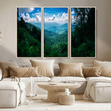 74439378-MGV-CV-36X24-Tropical Jungle Wall Art Canvas Print, Framed Lush Valley Art Picture Print, Forest Mountains Perfect Tropical Wilderness Decor