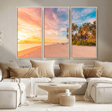 41542880-MGV-CV-36X24-Tropical Beach Wall Art Canvas Print, Framed Palm Trees Art Picture Print, Sunset Shore Perfect Tropical Coastal Decor Artwork