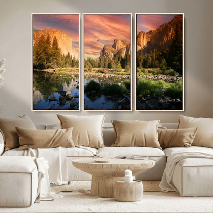 31199457-MGV-CV-36X24-Yosemite Valley Wall Art Canvas Print, Framed El Capitan Art Picture Print, Sunset Sky Perfect Vibrant Western Decor Artwork