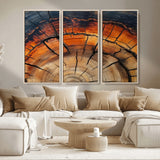 65909987-MGV-CV-36X24-Rustic Tree Ring Wall Art – Nature Inspired Wooden Texture Canvas Print, Modern Abstract Artwork for Living Room, Bedroom, Office