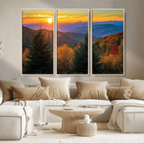 36964931-MGV-CV-36X24-Autumn Mountains Wall Art Canvas Print, Framed Sunset Glow Forest Art Picture Print, Golden Trees Perfect Vibrant Nature Decor