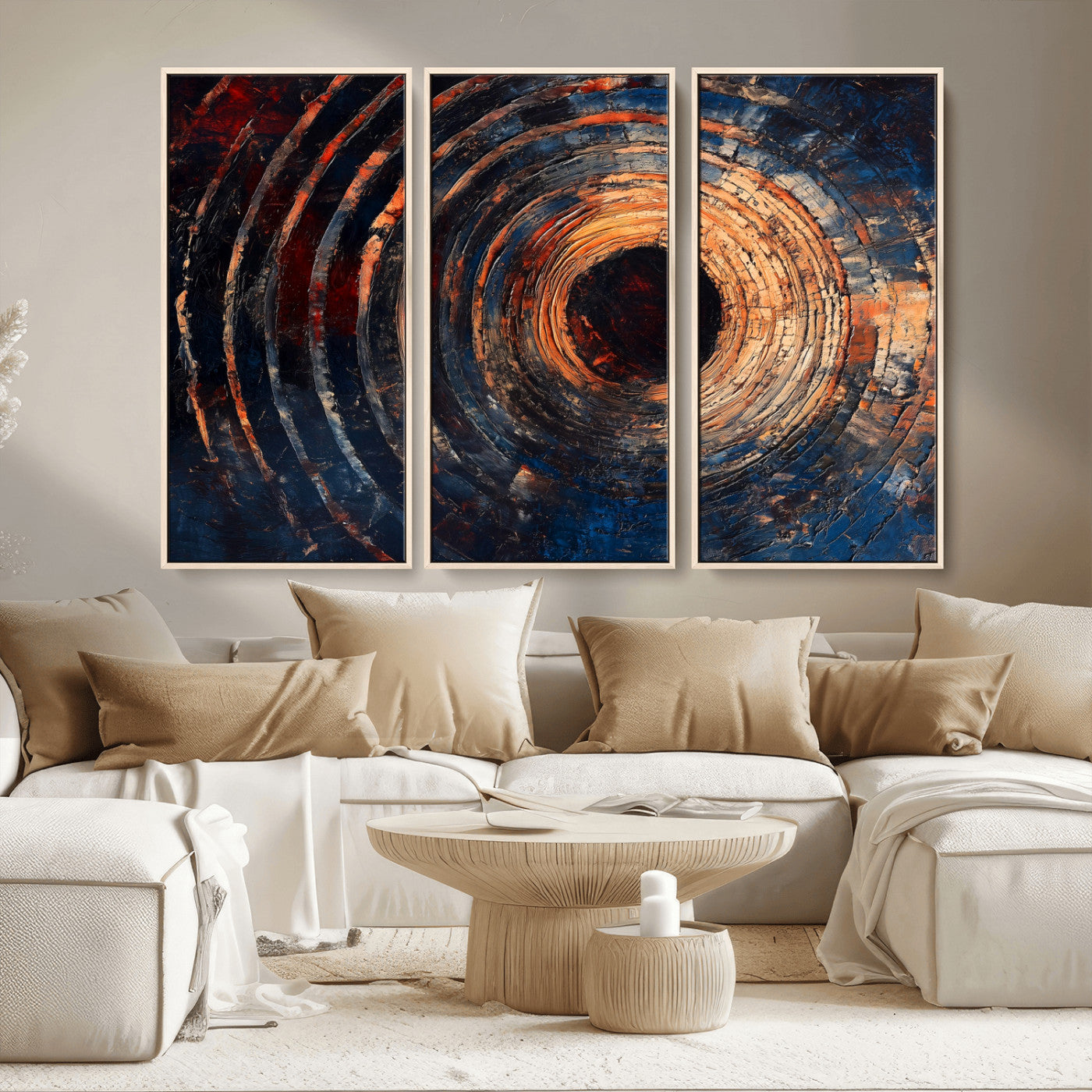 10017879-MGV-CV-36X24-Wood Tree Ring Wall Art Canvas Print, Framed Natural Wood Art Picture Print, Rustic Tree Slice Perfect Rustic Decor Artwork