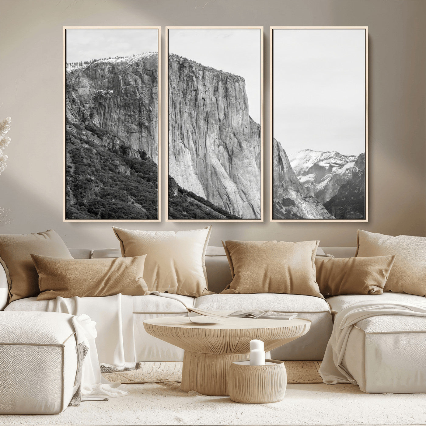 39393420-MGV-CV-36X24-El Capitan Wall Art Canvas Print, Framed Yosemite Cliff Art Picture Print, Monochrome Mountain Perfect Monochrome Sierra Decor