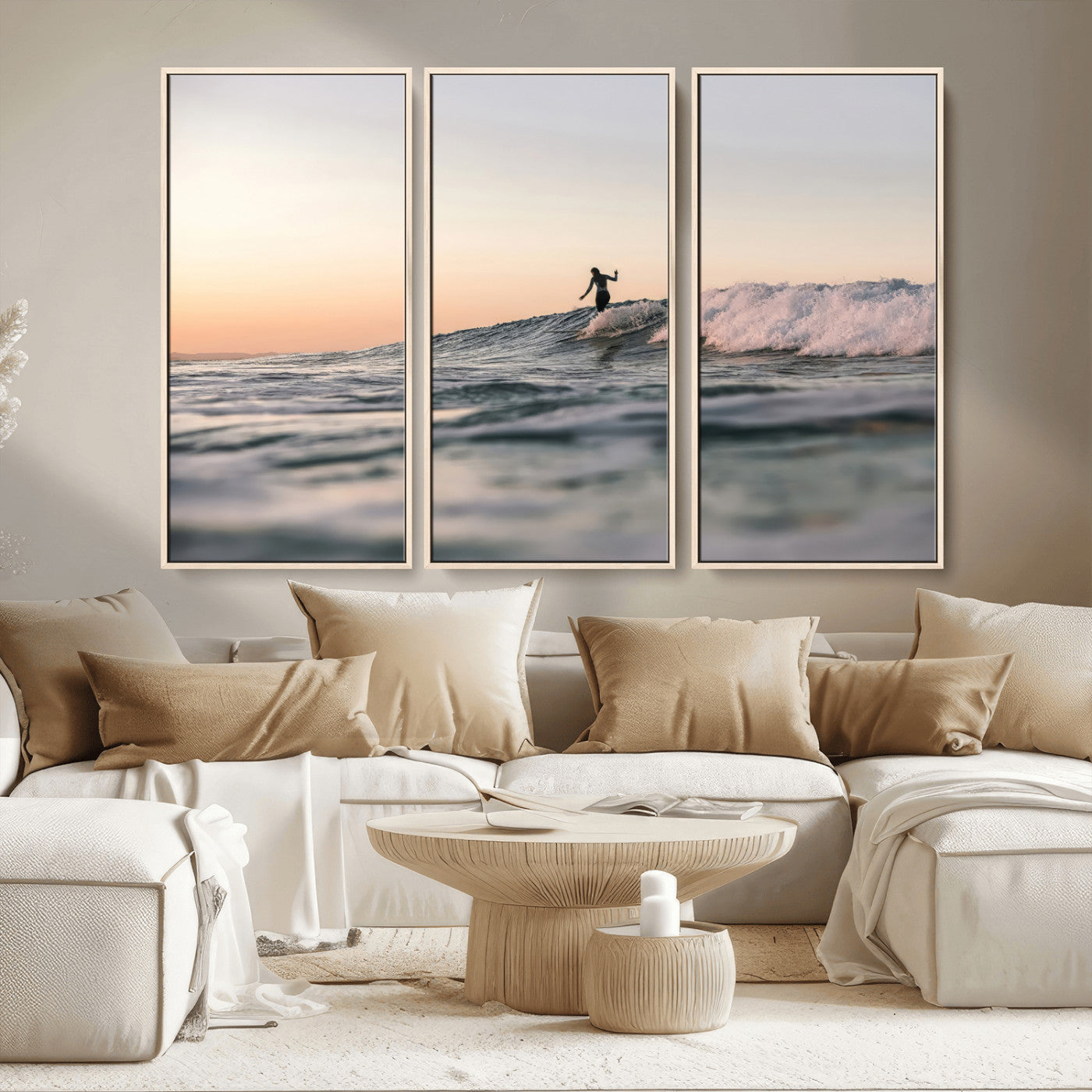 58502923-MGV-CV-36X24-Wave Rider Wall Art Canvas Print, Framed Ocean Wave Art Picture Print, Riding Surf Perfect Sunset Surf Decor Artwork