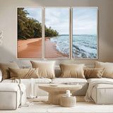 88125882-MGV-CV-36X24-Tropical Shoreline Wall Art Canvas Print, Framed Palm Trees Art Picture Print, Tropical Ocean Perfect Tropical Coastal Decor