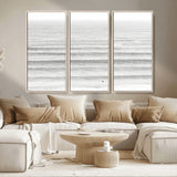 66534476-MGV-CV-36X24-Lone Surfer Wall Art Canvas Print, Framed Ocean Waves Art Picture Print, Minimal Sea Perfect Minimal Coastal Decor Artwork