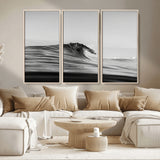 24029476-MGV-CV-36X24-Black Wave Wall Art Canvas Print, Framed Abstract Surf Art Picture Print, Minimalist Ocean Perfect Minimalist Coastal Decor