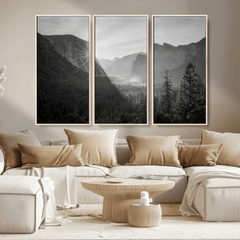 39278955-MGV-CV-36X24-Yosemite Valley Wall Art Canvas Print, Framed El Capitan Art Picture Print, Misty Mountain Perfect Modern Rustic Decor Artwork