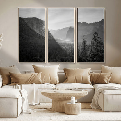 39278955-MGV-CV-36X24-Yosemite Valley Wall Art Canvas Print, Framed El Capitan Art Picture Print, Misty Mountain Perfect Modern Rustic Decor Artwork