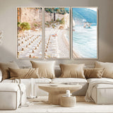 84816639-MGV-CV-36X24-Mediterranean Beach Wall Art Canvas Print, Framed Airy Coastal Art Picture Print, Summer Shore Perfect Coastal Retreat Decor