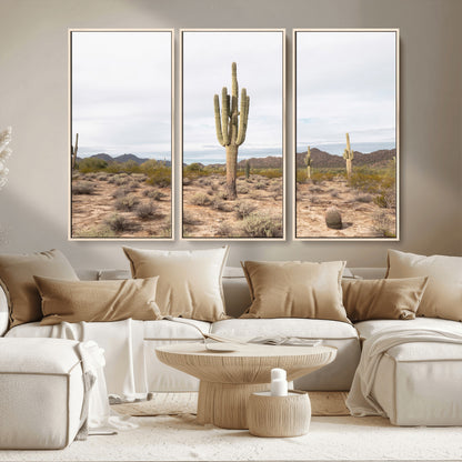 96147924-MGV-CV-36X24-Saguaro Cactus Wall Art Canvas Print, Framed Desert Cactus Art Picture Print, Earthy Desert Perfect Southwestern Boho Decor