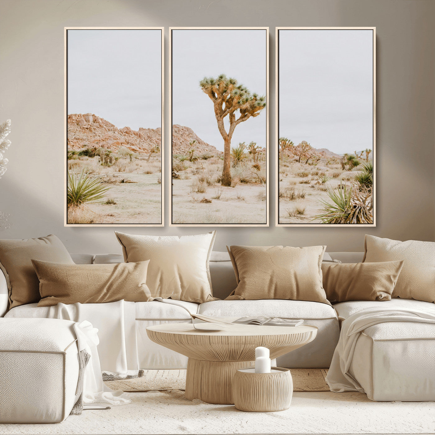 67109959-MGV-CV-36X24-Joshua Tree Wall Art Canvas Print, Framed Neutral Desert Art Picture Print, Earthy Landscape Perfect Neutral Boho Decor Artwork