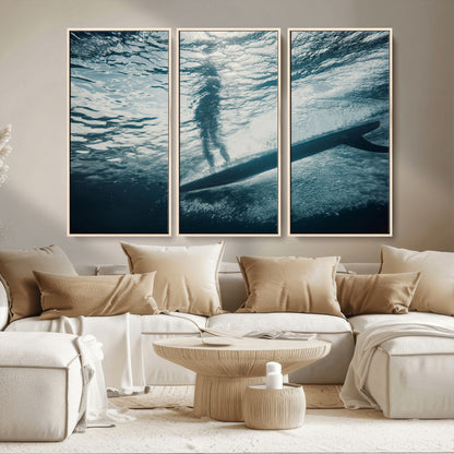 71192524-MGV-CV-36X24-Submerged Surf Wall Art Canvas Print, Framed Underwater Perspective Art Picture Print, Ocean Surf Perfect Coastal Adventure Decor
