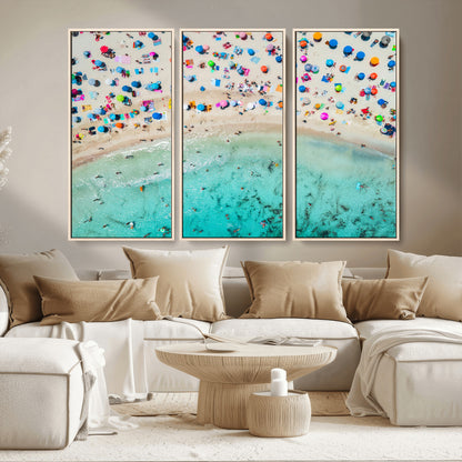 76172085-MGV-CV-36X24-Tropical Shoreline Wall Art Canvas Print, Framed Beach Relaxing Art Picture Print, Aerial Summer Perfect Coastal Vibrant Decor