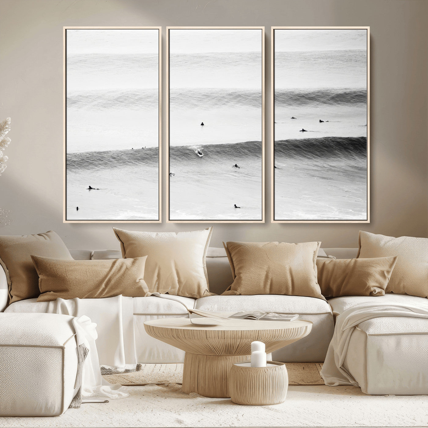 54291445-MGV-CV-36X24-Black White Ocean Wall Art Canvas Print, Framed Coastal Sport Art Picture Print, Ocean Culture Perfect Minimalist Coastal Decor
