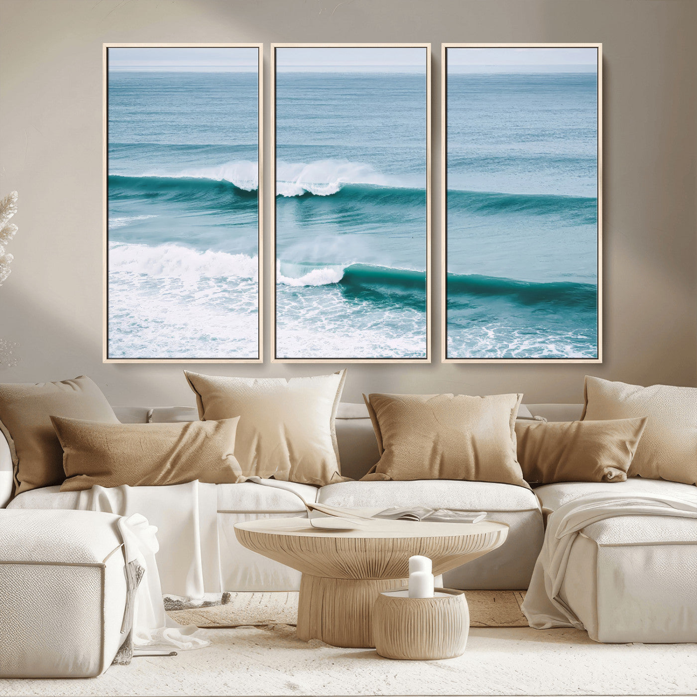 73692470-MGV-CV-36X24-Ocean Swell Wall Art Canvas Print, Framed Surf Waves Art Picture Print, Blue Water Perfect Coastal Dynamic Decor Artwork