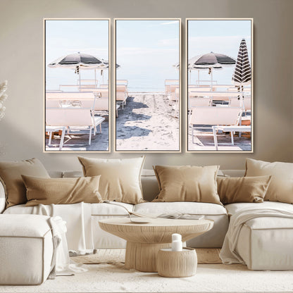 67623952-MGV-CV-36X24-Minimalist Beach Wall Art Canvas Print, Framed Pastel Sand Art Picture Print, Beach Aesthetic Perfect Coastal Minimalist Decor