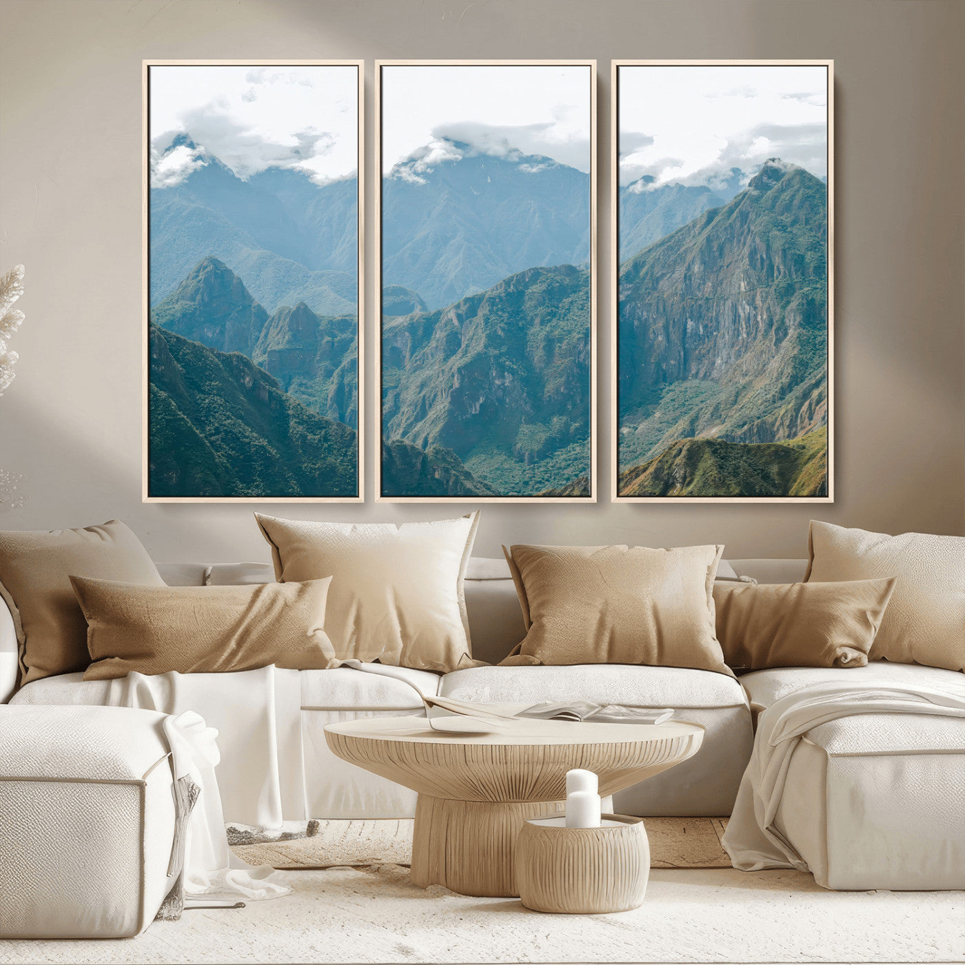 79393816-MGV-CV-36X24-Misty Mountain Wall Art Canvas Print, Framed Cloudy Andean Art Picture Print, Rugged Mountain Perfect Rustic Nature Decor Artwork