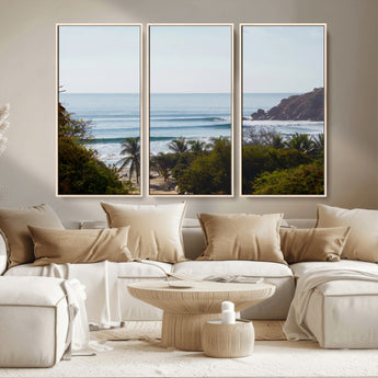 88336640-MGV-CV-36X24-Tropical Beach Scene Wall Art Canvas Print, Framed Coastal Photography Art Picture Print, Ocean Horizon Art Perfect Coastal Boho