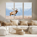 96024025-MGV-CV-36X24-Elk Photography Wall Art Canvas Print, Framed Mountain Wildlife Art Picture Print, Rustic Lodge Decor Perfect Rustic Lodge Decor