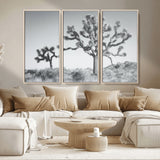 29996209-MGV-CV-36X24-Joshua Tree Art Wall Art Canvas Print, Framed Black White Landscape Art Picture Print, Desert Tree Decor Perfect Southwestern Boho