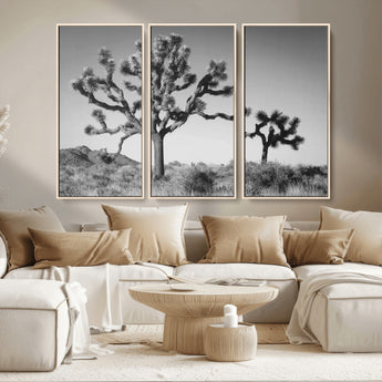 50975475-MGV-CV-36X24-Joshua Tree Art Wall Art Canvas Print, Framed Desert Tree Print Art Picture Print, Black White Nature Perfect Southwestern Boho