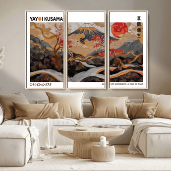 85375874-MGV-CV-36X24-Mount Fuji Abstract Wall Art – Japanese Landscape Canvas Print, Cherry Blossom & Red Sun Painting, Elegant Modern Zen Asian Home