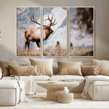 70489411-MGV-CV-36X24-Elk Photography Wall Art Canvas Print, Framed Mountain Wildlife Art Picture Print, Rustic Nature Decor Perfect Rustic Lodge Decor
