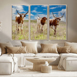 58099948-MGV-CV-36X24-Texas Longhorn Wall Art Canvas Print, Framed Western Decor Art Picture Print, Rustic Farmhouse Perfect Western Farmhouse Decor