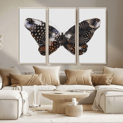 99831147-MGV-CV-36X24-Spotted Butterfly Wall Art Canvas Print, Framed Neutral Insect Theme Art Picture Print, Earthy Wing Pattern Perfect Modern Rustic