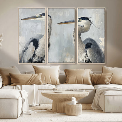 19427826-MGV-CV-36X24-Bird Canvas Decor Wall Art Canvas Print, Framed Coastal Bird Pair Art Picture Print, Minimalist Wildlife Wall Perfect Coastal