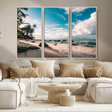95301406-MGV-CV-36X24-Tropical Beach Wall Art Canvas Print, Framed Ocean Waves Art Picture Print, Relazxing Seascape Perfect Tropical Coastal Decor