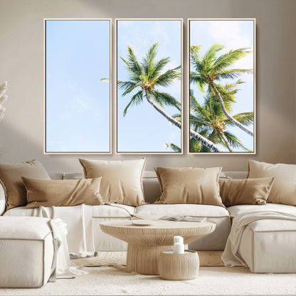 54719115-MGV-CV-36X24-Palm Trees Wall Art Canvas Print, Framed Tropical Aesthetic Art Picture Print, Coastal Serenity Perfect Tropical Minimalist Decor